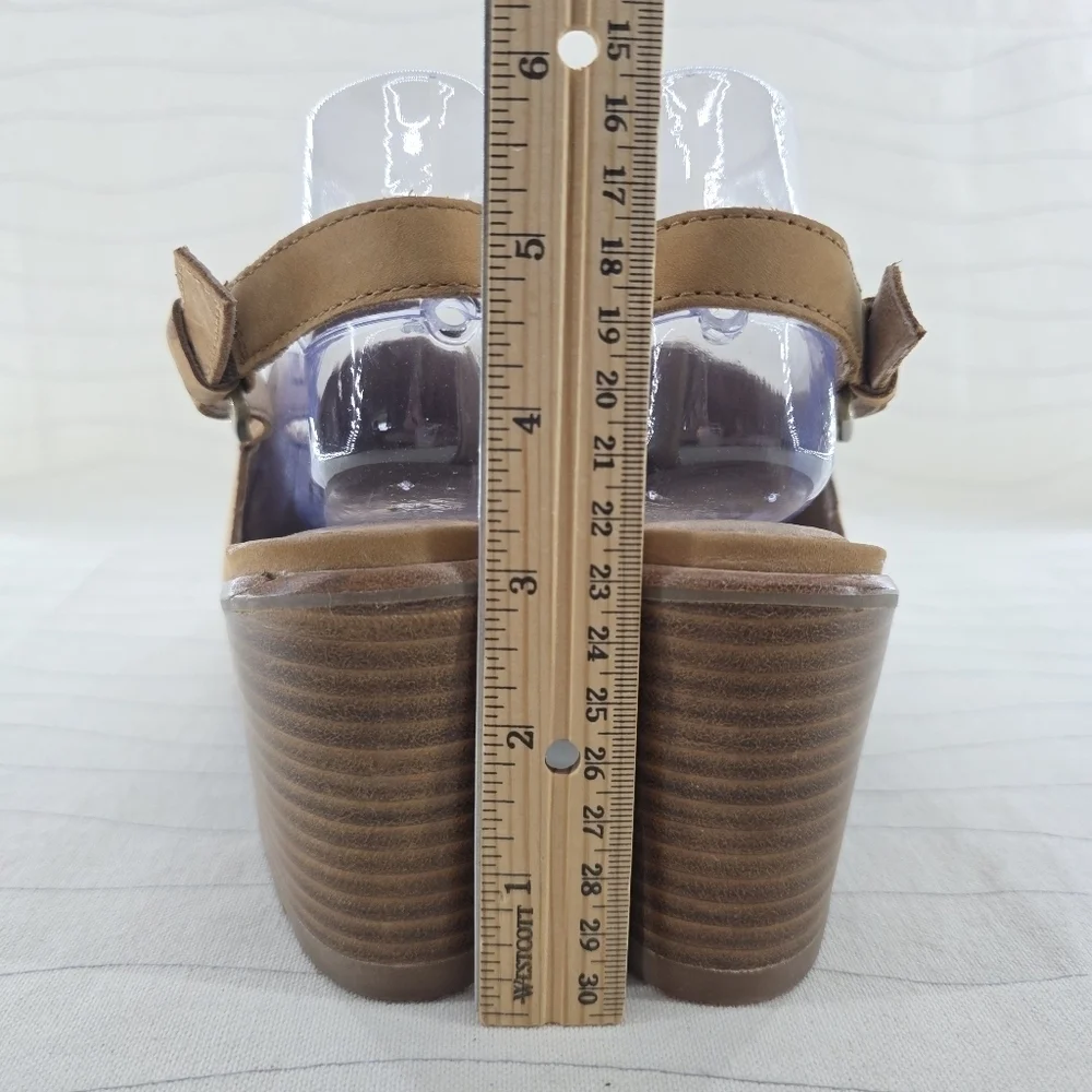 Sorel Womens Nadia Slingback Tan Leather Sandals Heels Shoes NL3241-224 Size 8